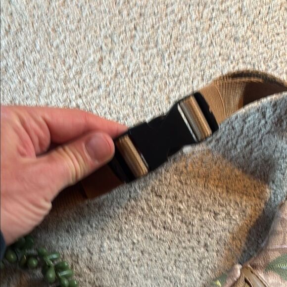 Designer LIKE Floral Tan Belt Bag with Pom Poms - Picture 5 of 12